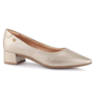 Stiletto Zapato de vestir color champagna para mujer con taco cuadrado bajo y diseño clásico - Bestseller