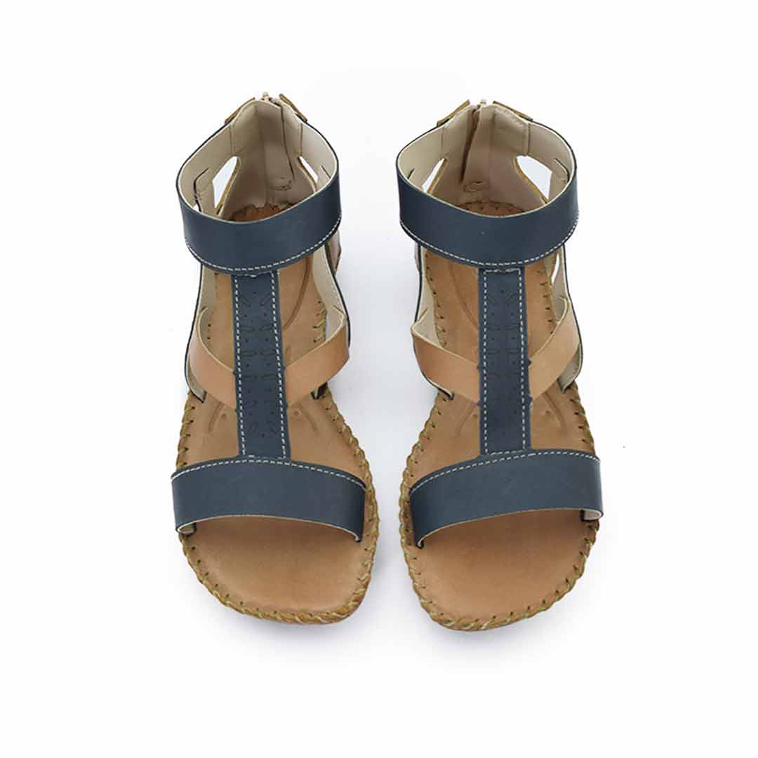Sandalias Romana cuero mujer azul - Imagen 5