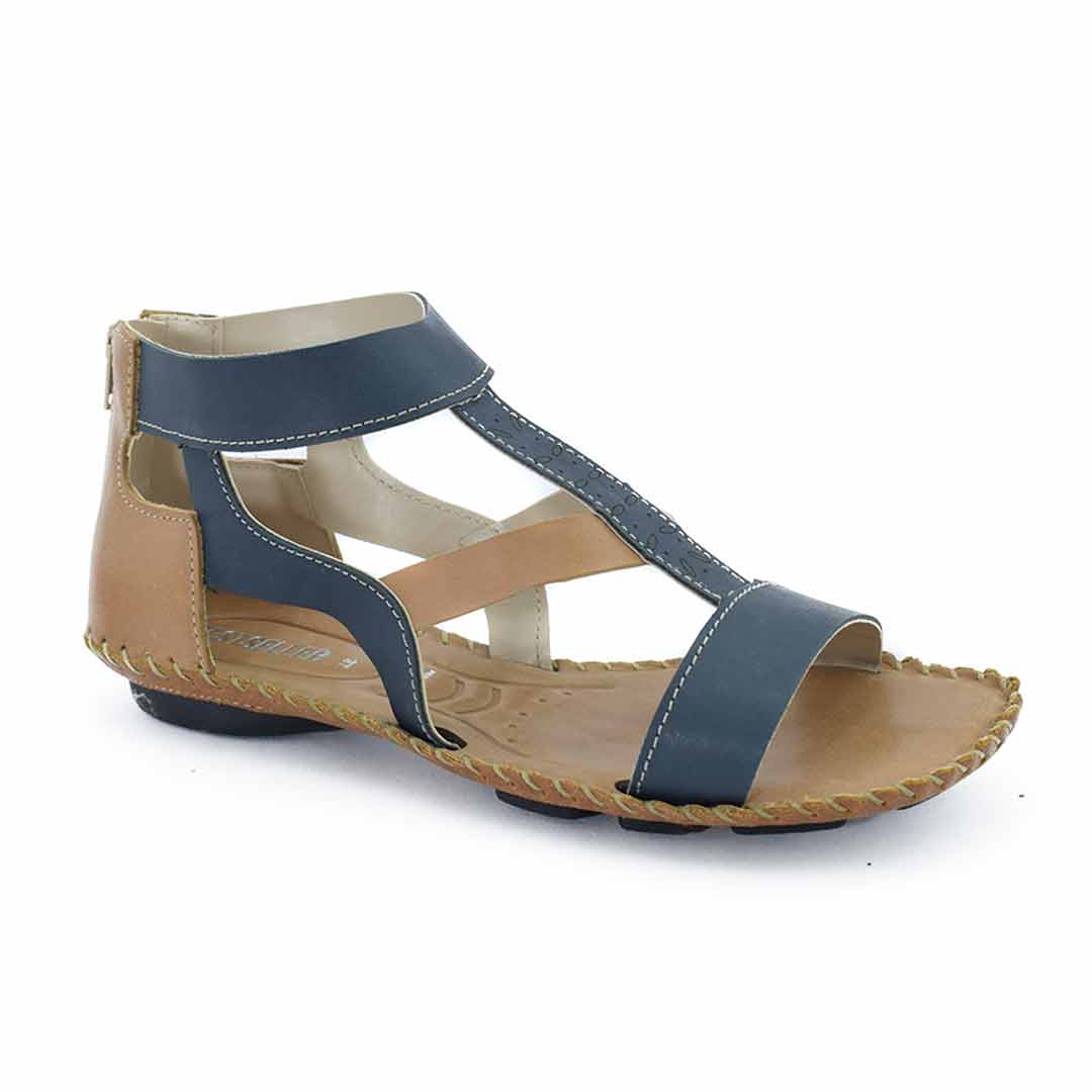 Sandalias Romana cuero mujer azul