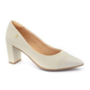 Zapato de vestir Stiletto Mujer color Blanco con taco alto cuadrado y punta estilizada.