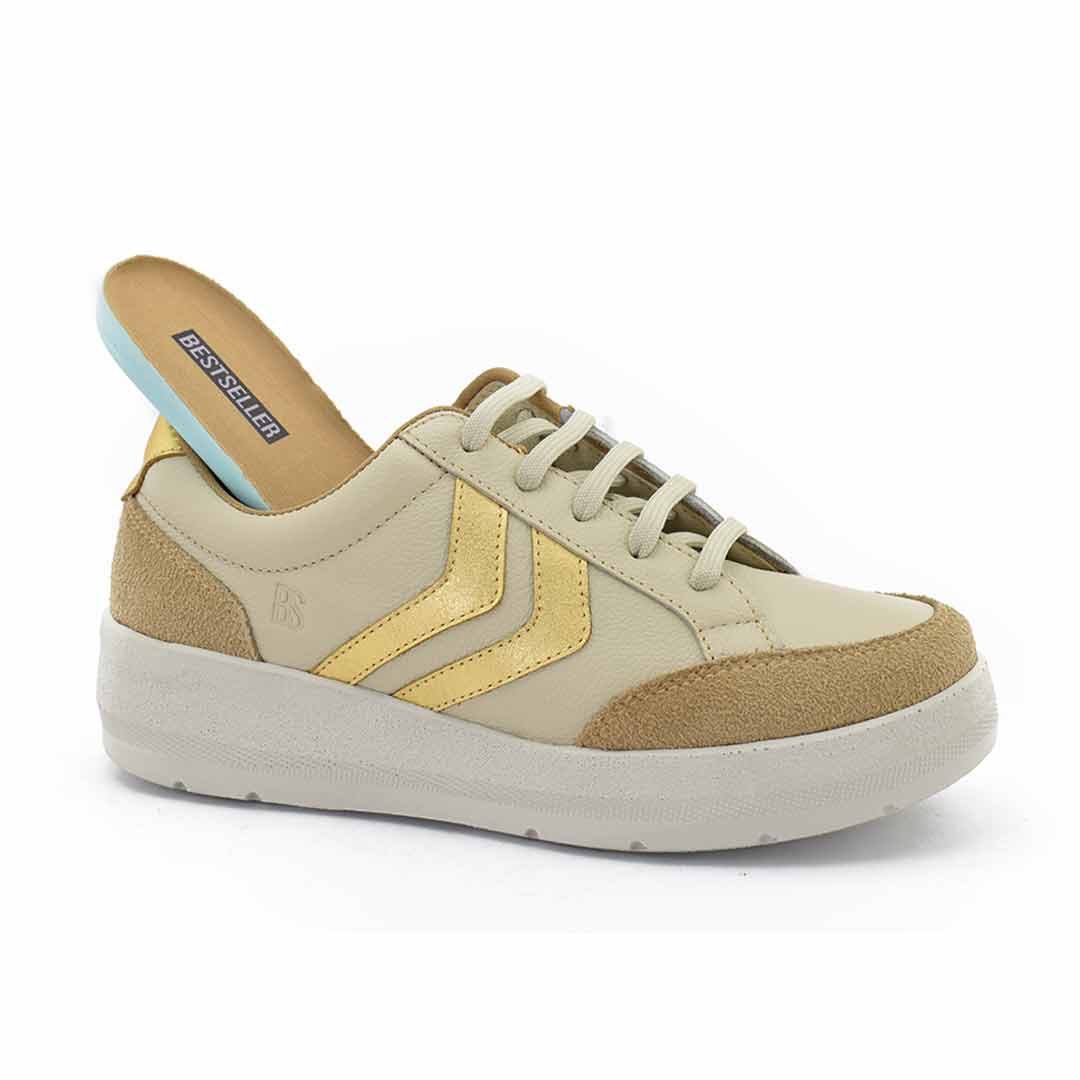 Zapatillas mujer Aitana cuero crema - Imagen 2