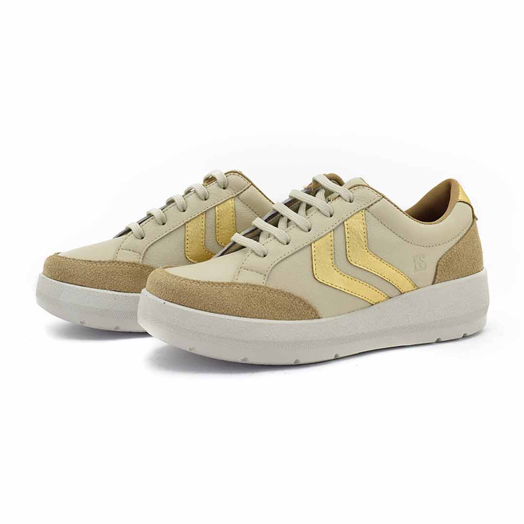 Zapatillas mujer Aitana cuero crema - Imagen 4