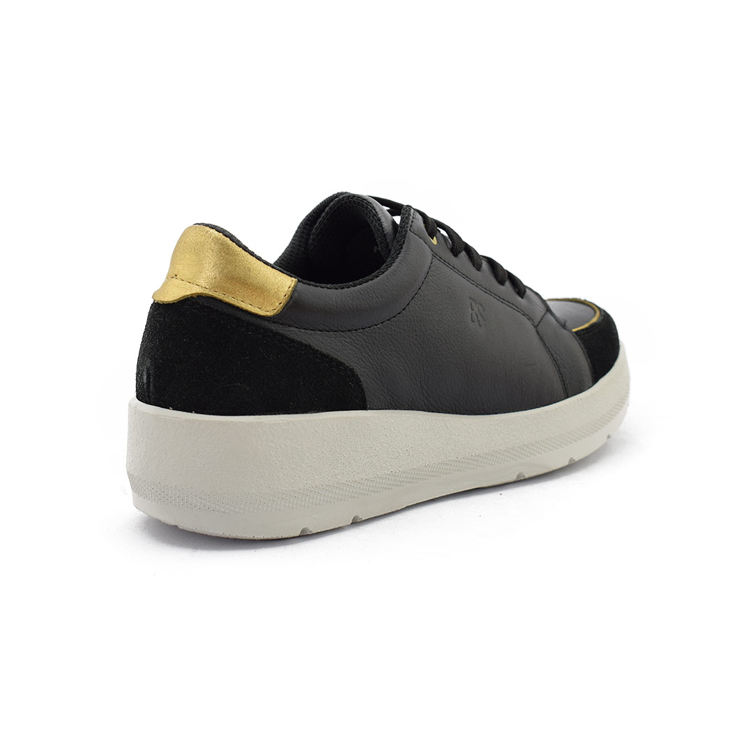 Zapatillas urbanas mujer Ines cuero negras - Imagen 4