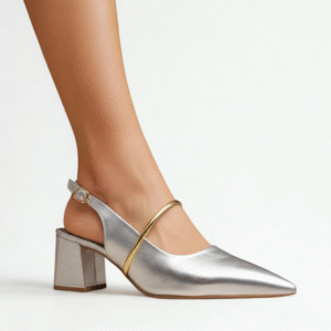 Stiletto taco bajo mujer Orla plata