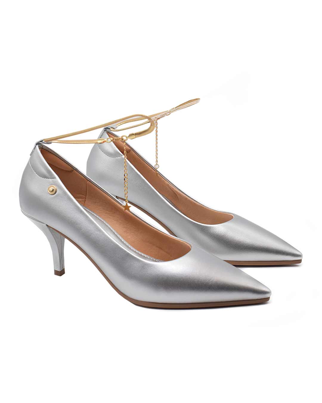 Stiletto taco fino mujer Zara plata - Imagen 2