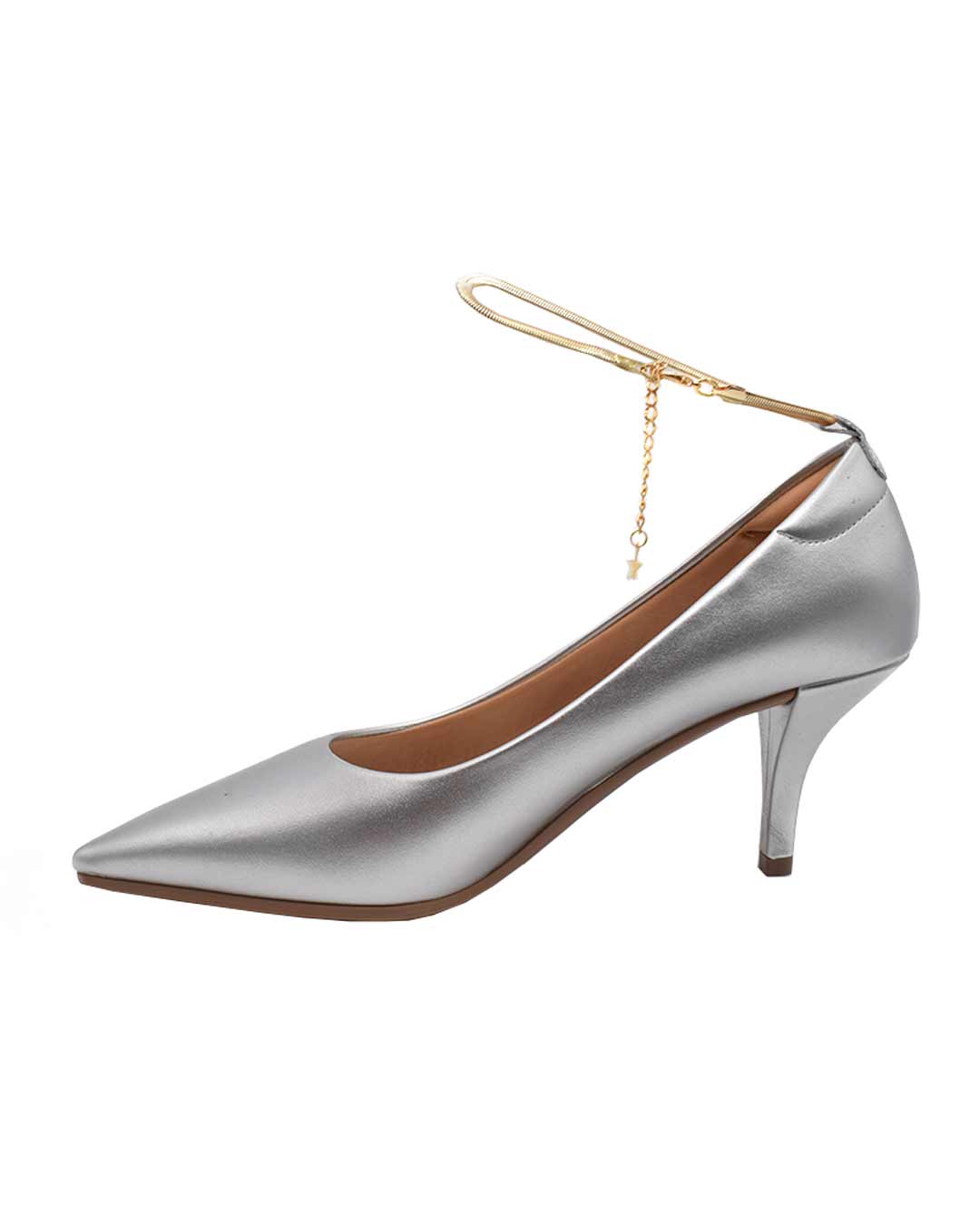 Stiletto taco fino mujer Zara plata - Imagen 3