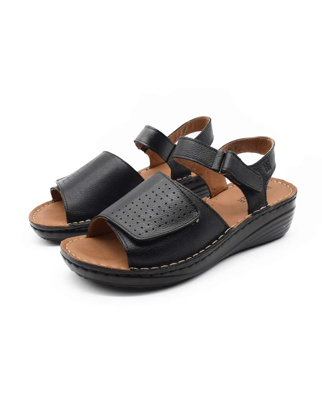 Sandalias mujer confort Elia cuero negras - Imagen 3
